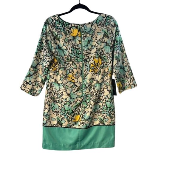 The Limited Womens Floral Print Tunic Dress S Green/Yellow Polyester 3/4 Sleeve - Picture 2 of 9